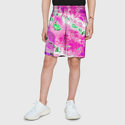 Шорты детские Розово-зелёная абстракция, цвет: 3D-принт — фото 2
