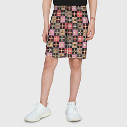 Шорты детские Разноцветная плитка с геометрическим рисунком, цвет: 3D-принт — фото 2