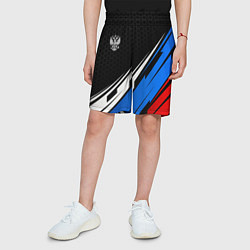 Шорты детские Герб России - спортивная абстракция, цвет: 3D-принт — фото 2