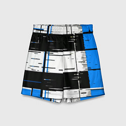 Шорты детские Синие и чёрные полосы на белом фоне, цвет: 3D-принт