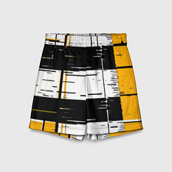 Шорты детские Жёлтые и чёрные полосы на белом фоне, цвет: 3D-принт