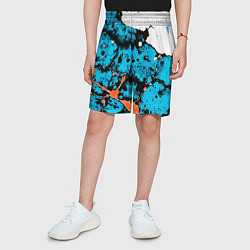 Шорты детские Оранжево-голубая абстракция на белом фоне, цвет: 3D-принт — фото 2