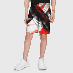 Шорты детские Диагональные красно-чёрные линии на белом фоне, цвет: 3D-принт — фото 2