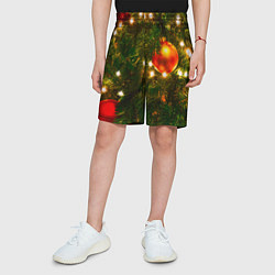 Шорты детские Новогодние украшения на ёлке, цвет: 3D-принт — фото 2
