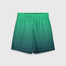 Шорты детские Градиент тихоокеанский зелёный, цвет: 3D-принт