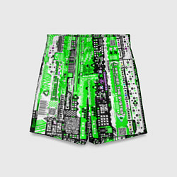 Шорты детские Киберпанк паттерн зелёный, цвет: 3D-принт