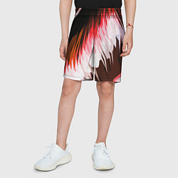 Шорты детские Красно-белая абстракция на чёрном фоне, цвет: 3D-принт — фото 2