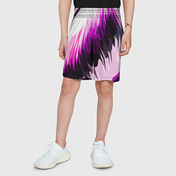 Шорты детские Чёрно-розовые острые полосы на белом фоне, цвет: 3D-принт — фото 2