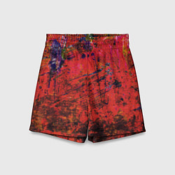 Шорты детские Абстракция - dark red grunge, цвет: 3D-принт
