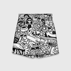 Шорты детские Black and white doddle monsters, цвет: 3D-принт