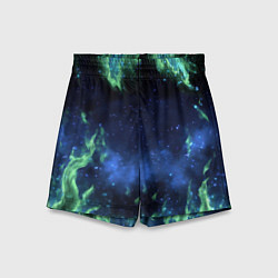 Шорты детские Зеленые языки пламени, цвет: 3D-принт