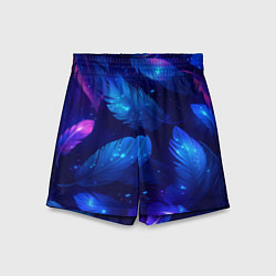 Шорты детские Мерцающие перья - волшебные искры, цвет: 3D-принт