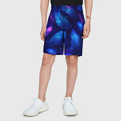Шорты детские Мерцающие перья - волшебные искры, цвет: 3D-принт — фото 2