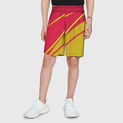 Шорты детские Красно-розовый с салатовым точечный, цвет: 3D-принт — фото 2