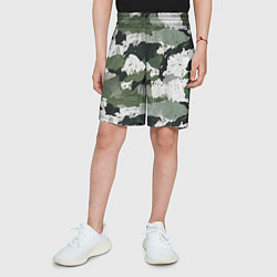 Шорты детские Зеленый фактурный камуфляж, цвет: 3D-принт — фото 2