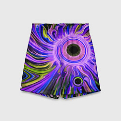 Шорты детские Абстрактный неоновый космос - чёрная дыра, цвет: 3D-принт