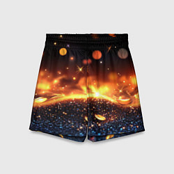 Шорты детские Оранжевое боке на черном, цвет: 3D-принт