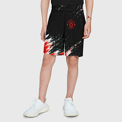 Шорты детские Манчестер краски штрихи, цвет: 3D-принт — фото 2