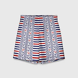 Шорты детские Полосатый морской орнамент с якорями, цвет: 3D-принт