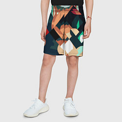 Шорты детские Сине-бежевый абстракция, цвет: 3D-принт — фото 2