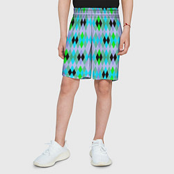 Шорты детские Геометрический узор с разноцветными ромбами, цвет: 3D-принт — фото 2