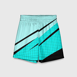 Детские шорты Абстрактный чёрно-голубой с полосами