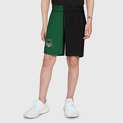 Шорты детские ФК Краснодар - логотип на зеленом фоне с черным, цвет: 3D-принт — фото 2