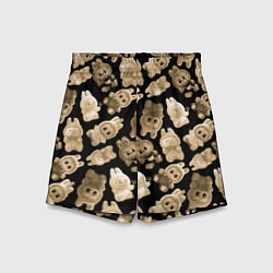 Шорты детские Лабубы на черном паттерн, цвет: 3D-принт