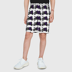 Шорты детские The motorcycle is dark purple, цвет: 3D-принт — фото 2