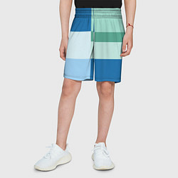 Шорты детские Мятное небо колор-блок, цвет: 3D-принт — фото 2