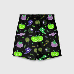 Шорты детские Halloween black pumpkin pattern, цвет: 3D-принт