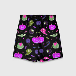 Детские шорты Halloween pink black pumpkin