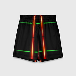 Детские шорты Neon green black red line