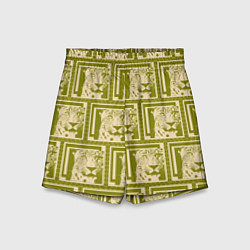 Шорты детские Леопард в оливковом, цвет: 3D-принт