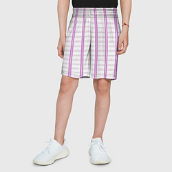 Шорты детские Color white cage pink line, цвет: 3D-принт — фото 2