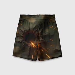 Шорты детские Следы от пуль на камуфляже, цвет: 3D-принт