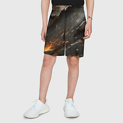 Шорты детские Искры метала под камуфляжем, цвет: 3D-принт — фото 2