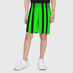 Шорты детские Color black and green stripes, цвет: 3D-принт — фото 2