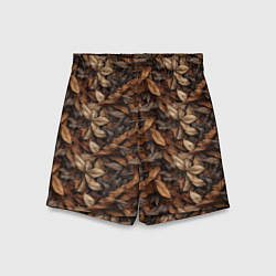 Шорты детские Камуфляж из осенних листьев, цвет: 3D-принт