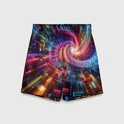Шорты детские Fractal neon spiral - ai art fantasy, цвет: 3D-принт