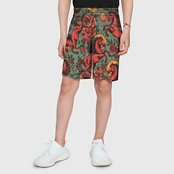 Шорты детские Красный конь и розы, цвет: 3D-принт — фото 2