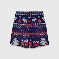 Детские шорты Новогодний вязаный паттерн