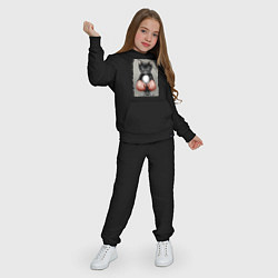 Костюм хлопковый детский Крутой котяра в боксёрских перчатках Cool cat in b, цвет: черный — фото 2