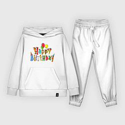 Костюм хлопковый детский Happy birthday greetings, цвет: белый