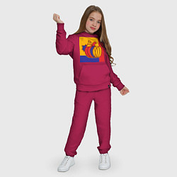 Костюм хлопковый детский Тыква трехцветная винтаж, цвет: маджента — фото 2