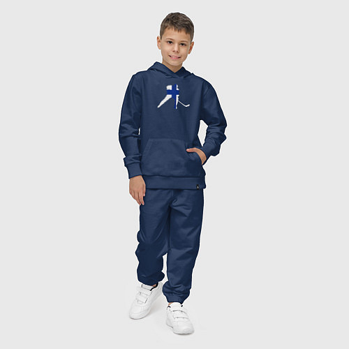 Детский костюм Хоккеист с флагом Финляндии / Тёмно-синий – фото 4