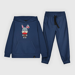 Костюм хлопковый детский Кролик и сердечки, цвет: тёмно-синий