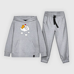 Костюм хлопковый детский Влюбленные медвежата на облаке, цвет: меланж