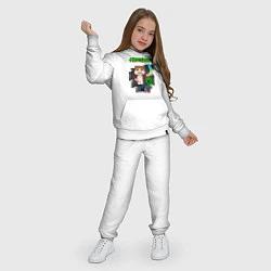 Костюм хлопковый детский Майнкрафт криппер, цвет: белый — фото 2