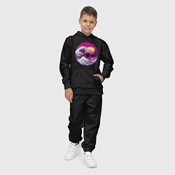 Костюм хлопковый детский Ретровейв волна, цвет: черный — фото 2